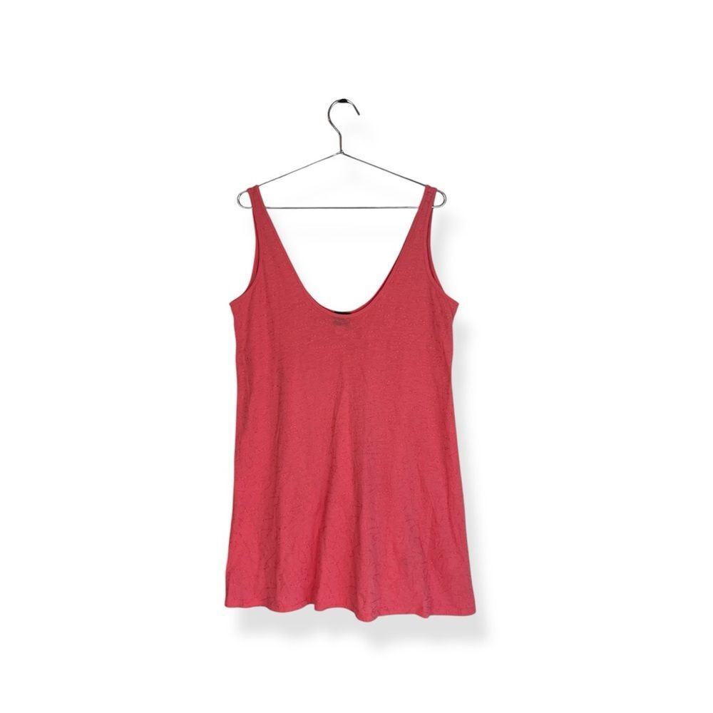 Eileen Fisher Coral Sleeveless Embroidered Stitched Patterned Top